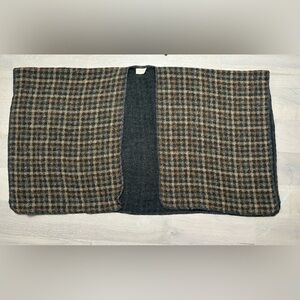 Boyne Valley Weavers Shawl O/S Black‎ Brown Plaid Wool Blend Cottagecore Irish